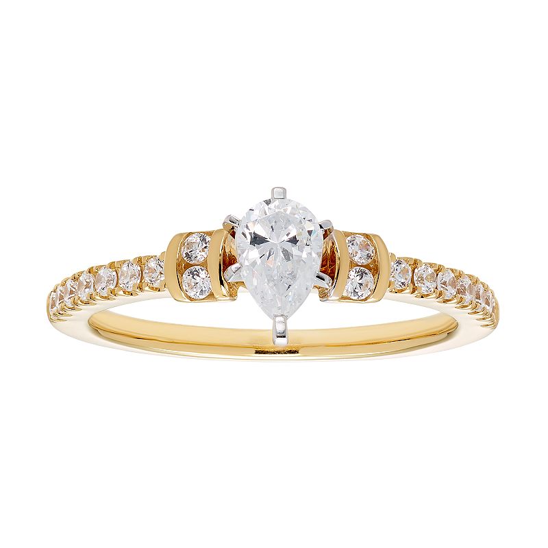 14k Gold Pear Cut 3/4 Carat T.W. IGL Certified Diamond Engagement Ring, Wom