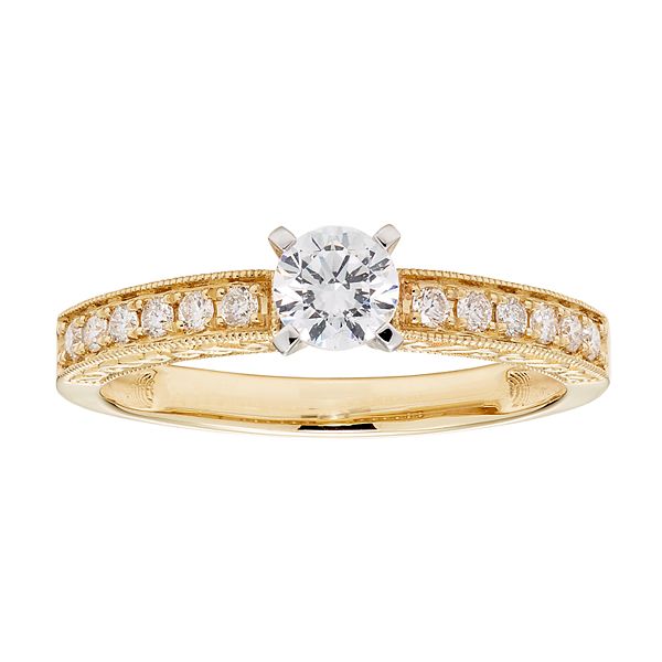 The Regal Collection 14k Gold Igl Certified Round Cut 1 2 Carat T.w 