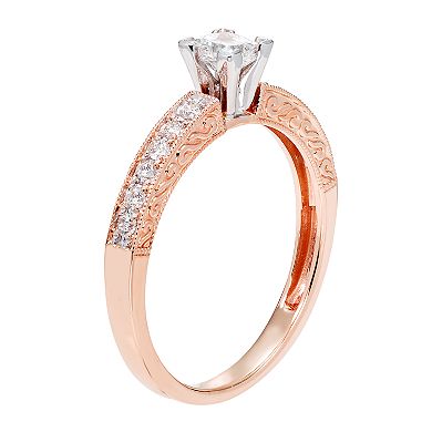 14k Gold IGL Certified Princess Cut 1/2 Carat T.W. Diamond Engagement Ring