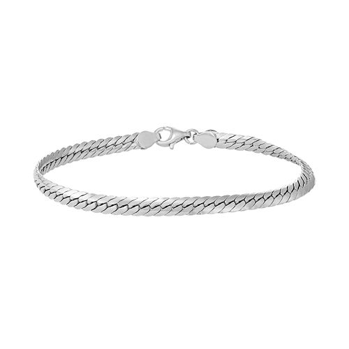 Men's Sterling Silver Herringbone Chain Bracelet