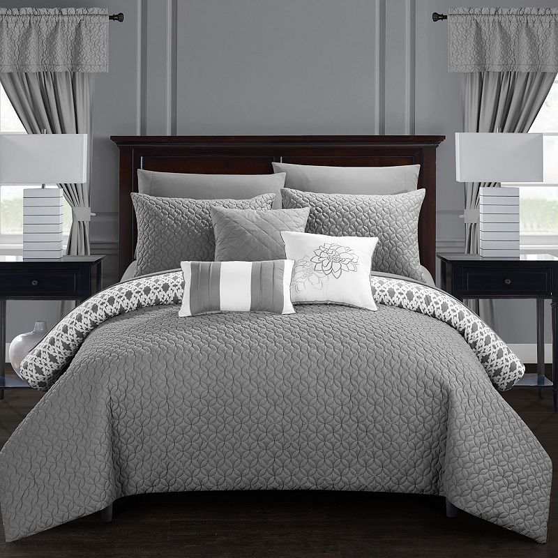 Chic Home Sigal 20-piece Bedding Set, Grey, Queen