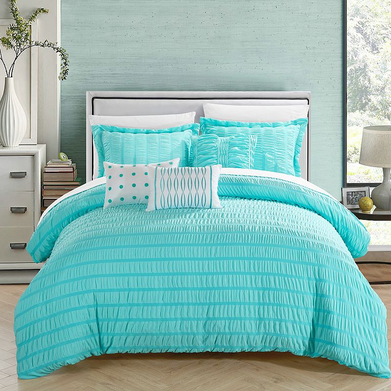 33637556 Chic Home Hadassah Comforter Set, Blue, Queen sku 33637556