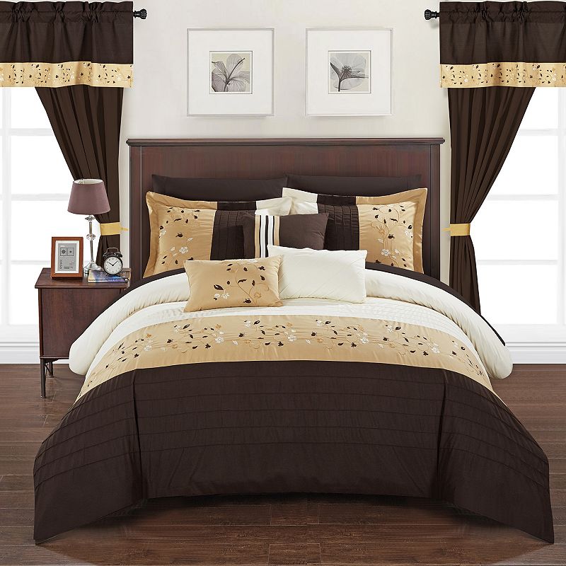 Chic Home Sonita 20-piece Bedding Set, Brown, Queen