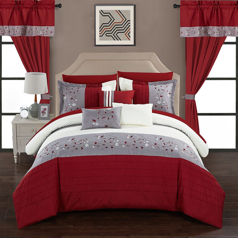 Chic Home Sonita 20-piece Bedding Set, Red, Queen