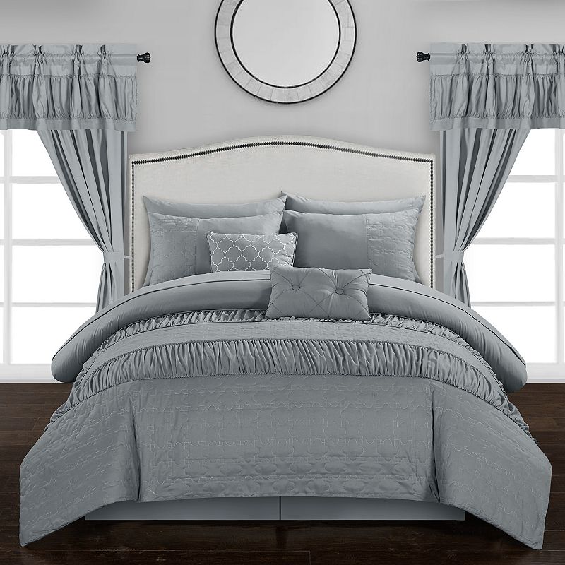 Chic Home Mykonos 20-piece Bedding Set, Grey, King