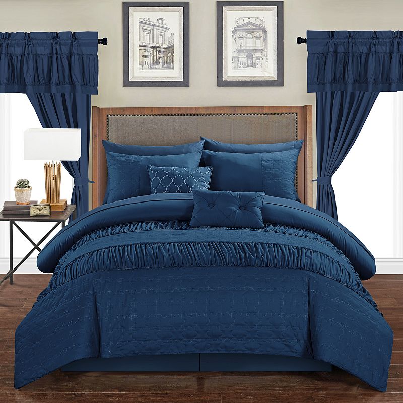 Chic Home Mykonos 20-piece Bedding Set, Blue, King