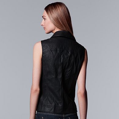 Women's Simply Vera Vera Wang Moto Faux-Leather Vest