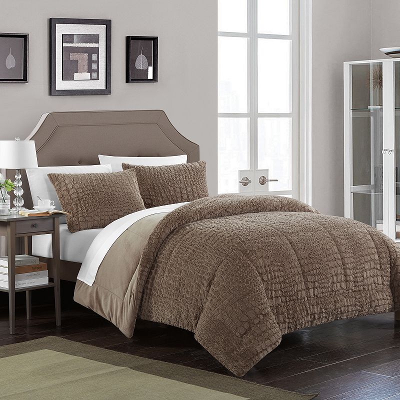 Chic Home Alligator 3-piece Queen Comforter Set, Brown