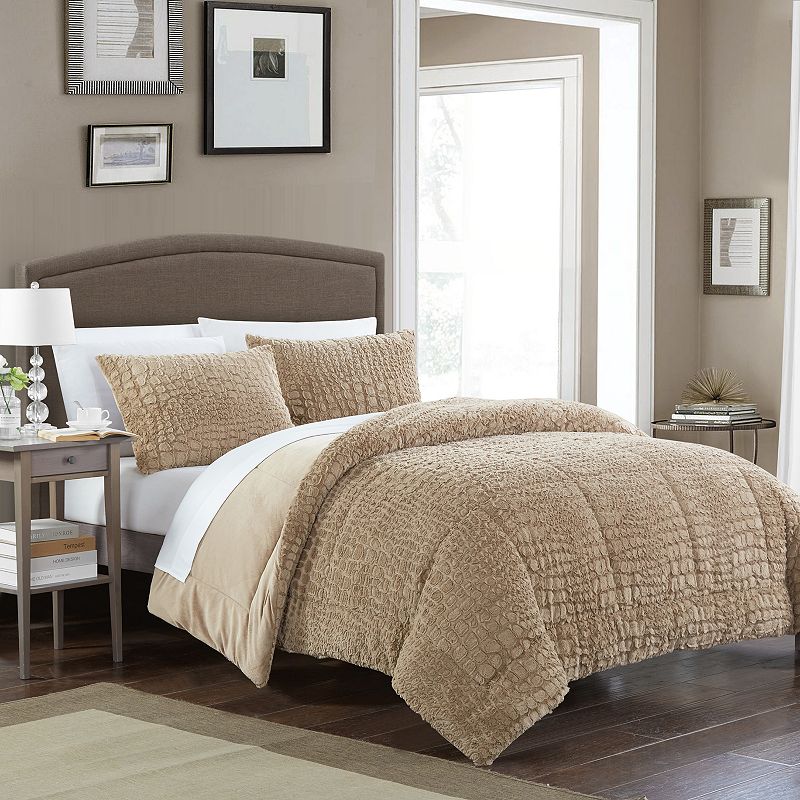 Chic Home Alligator 3-piece Queen Comforter Set, Lt Brown