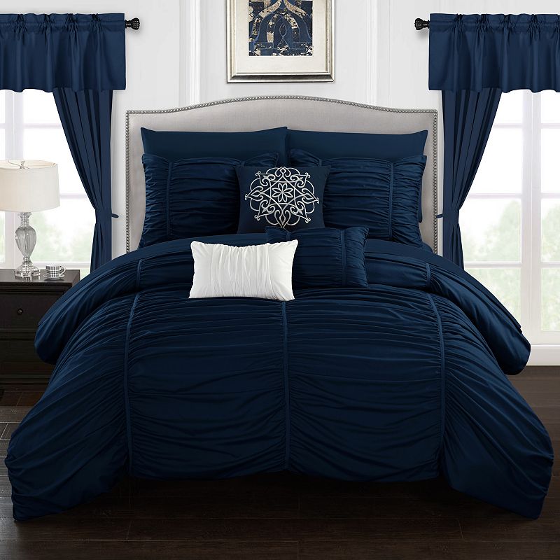 Chic Home Avila 20-piece Bedding Set, Dark Blue, Queen