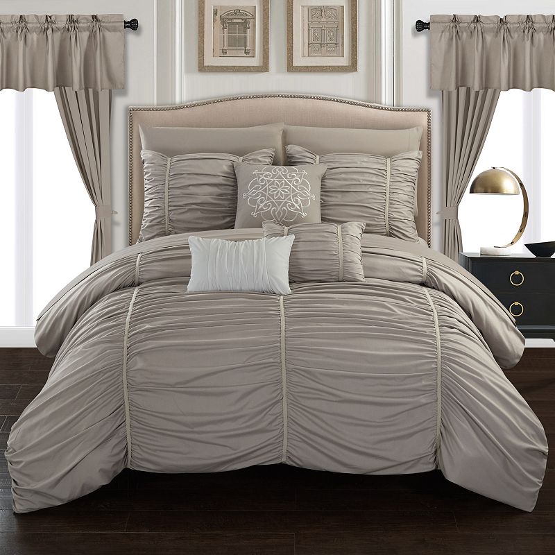 39236997 Chic Home Avila 20-piece Bedding Set, Grey, Queen sku 39236997