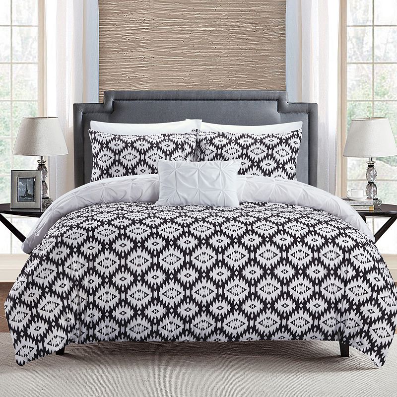 76283496 Chic Home Zissel Duvet Cover Set, White, King sku 76283496