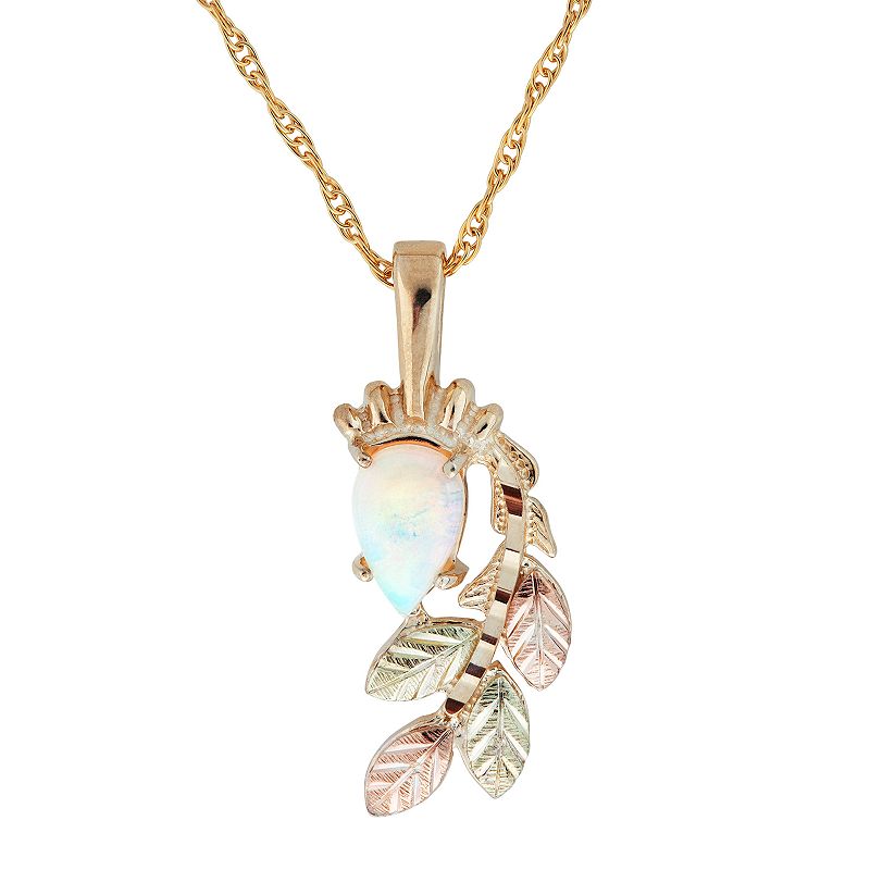 Black Hills Gold Tri-Tone Lab-Created Opal Pendant Necklace, Womens, Size
