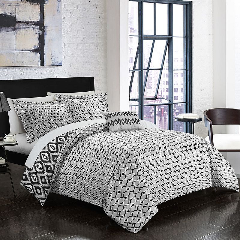 39171586 Chic Home Normani Duvet Cover Set, Black, Queen sku 39171586