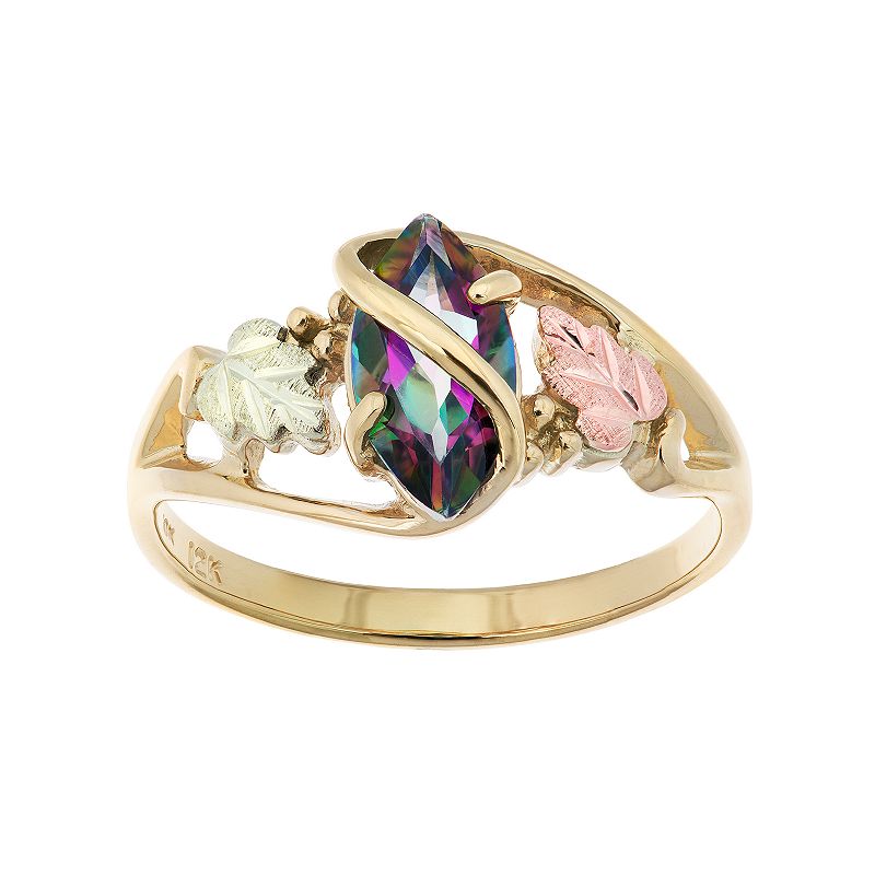 Black Hills Gold Tri-Tone Mystic Fire Topaz Ring, Womens, Size: 6, Green