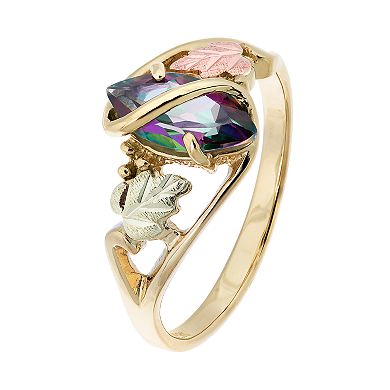 Black Hills Gold Tri-Tone Mystic Fire Topaz Ring