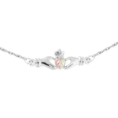Black Hills Gold Tri-Tone Claddagh Bracelet in Sterling Silver