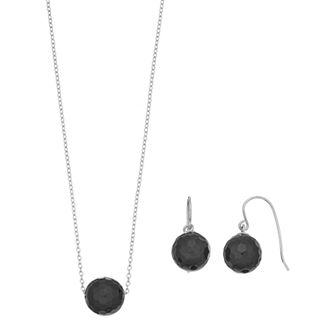 Sterling Silver Agate Bead Necklace & Earring Set