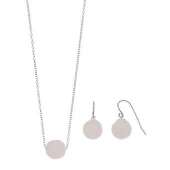 Sterling Silver Agate Bead Necklace & Earring Set