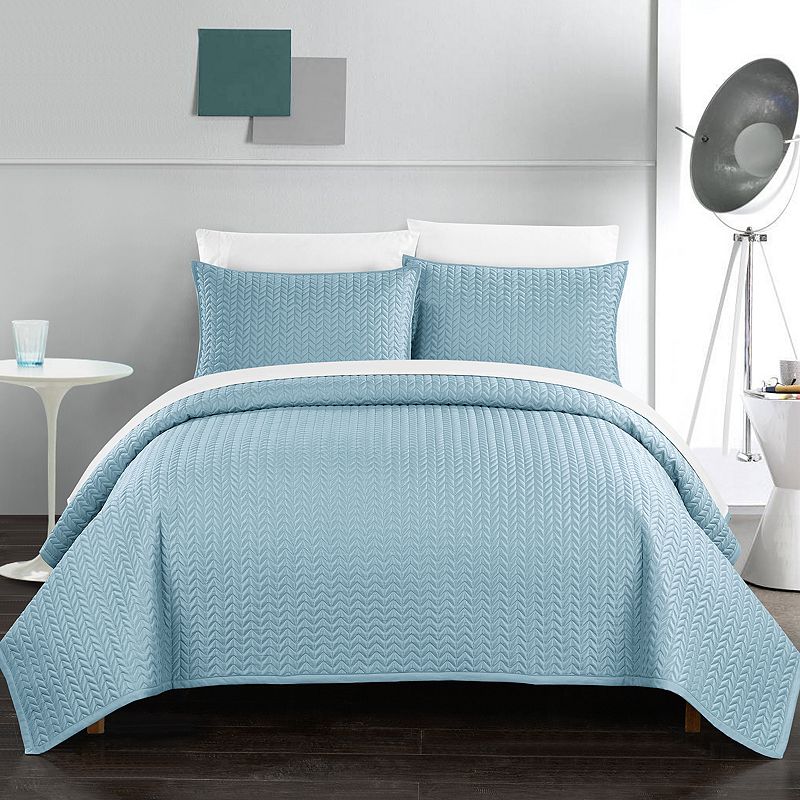 Chic Home Weaverland Quilt Set, Light Blue, Twin