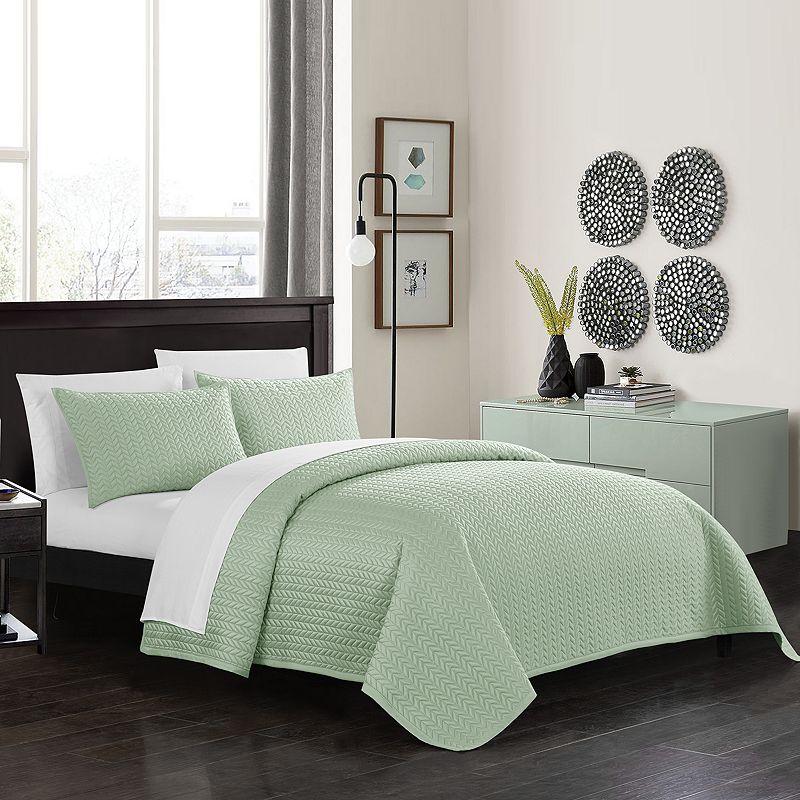 Chic Home Weaverland Quilt Bedding Set, Lt Green, Queen