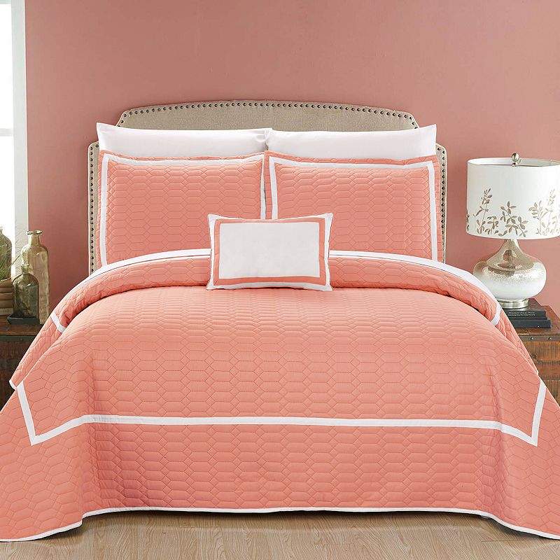 Chic Home Mesa Quilt Bed Set, Lt Orange, Twin