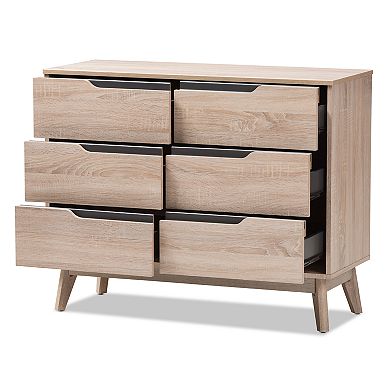 Baxton Studio Fella 6-Drawer Dresser