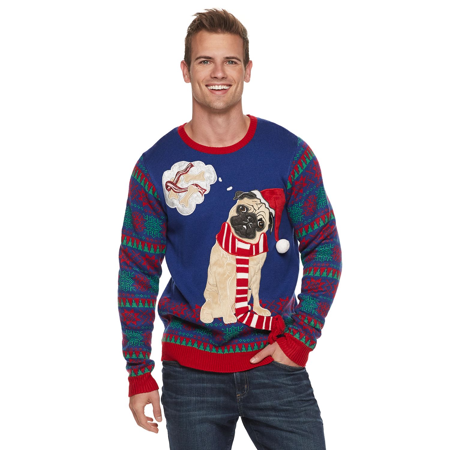 mens pug christmas jumper