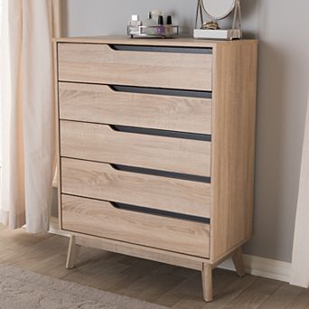 Baxton Studio Fella 5-Drawer Dresser