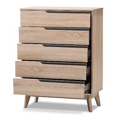 Baxton Studio Fella 5-Drawer Dresser
