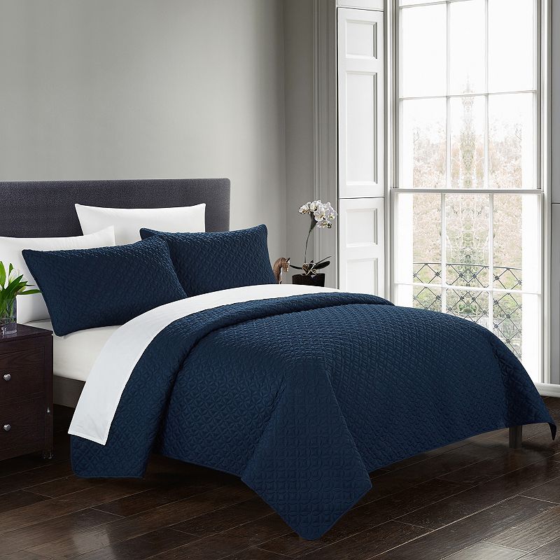 62147213 Chic Home Amandla Quilt Set, Blue, Queen sku 62147213