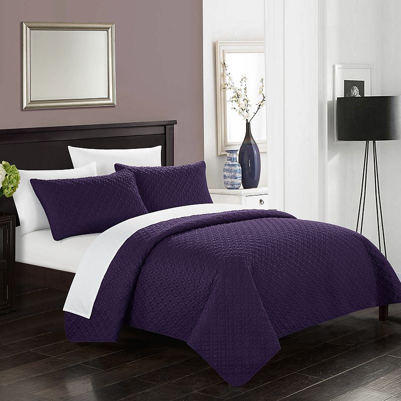 54217320 Chic Home Amandla Quilt Set, Purple, Queen sku 54217320