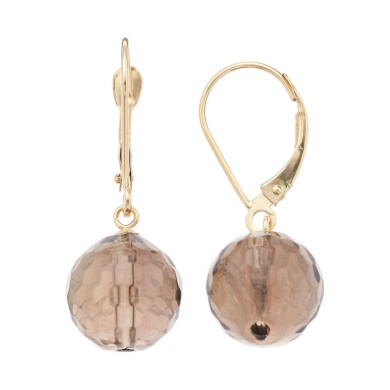 14k Gold Agate Drop Earrings, Womens, Brown