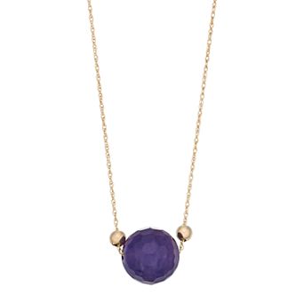 14k Gold Amethyst Bead Necklace