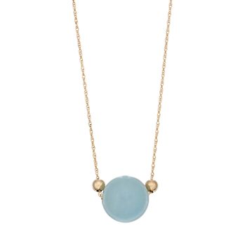 14k Gold Aquamarine Bead Necklace