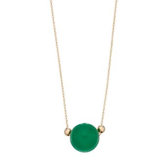 14k Gold Jade Bead Necklace