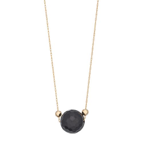 14k Gold Onyx Bead Necklace