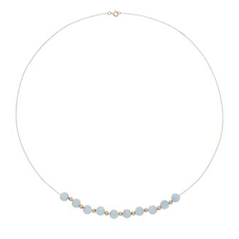 14k Gold Aquamarine Beaded Necklace