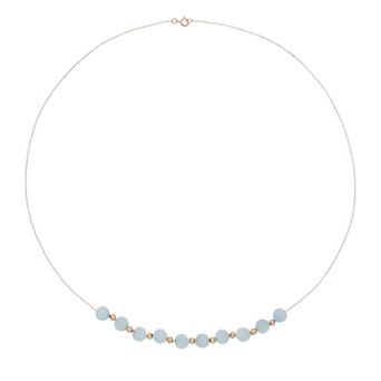 14k Gold Aquamarine Beaded Necklace
