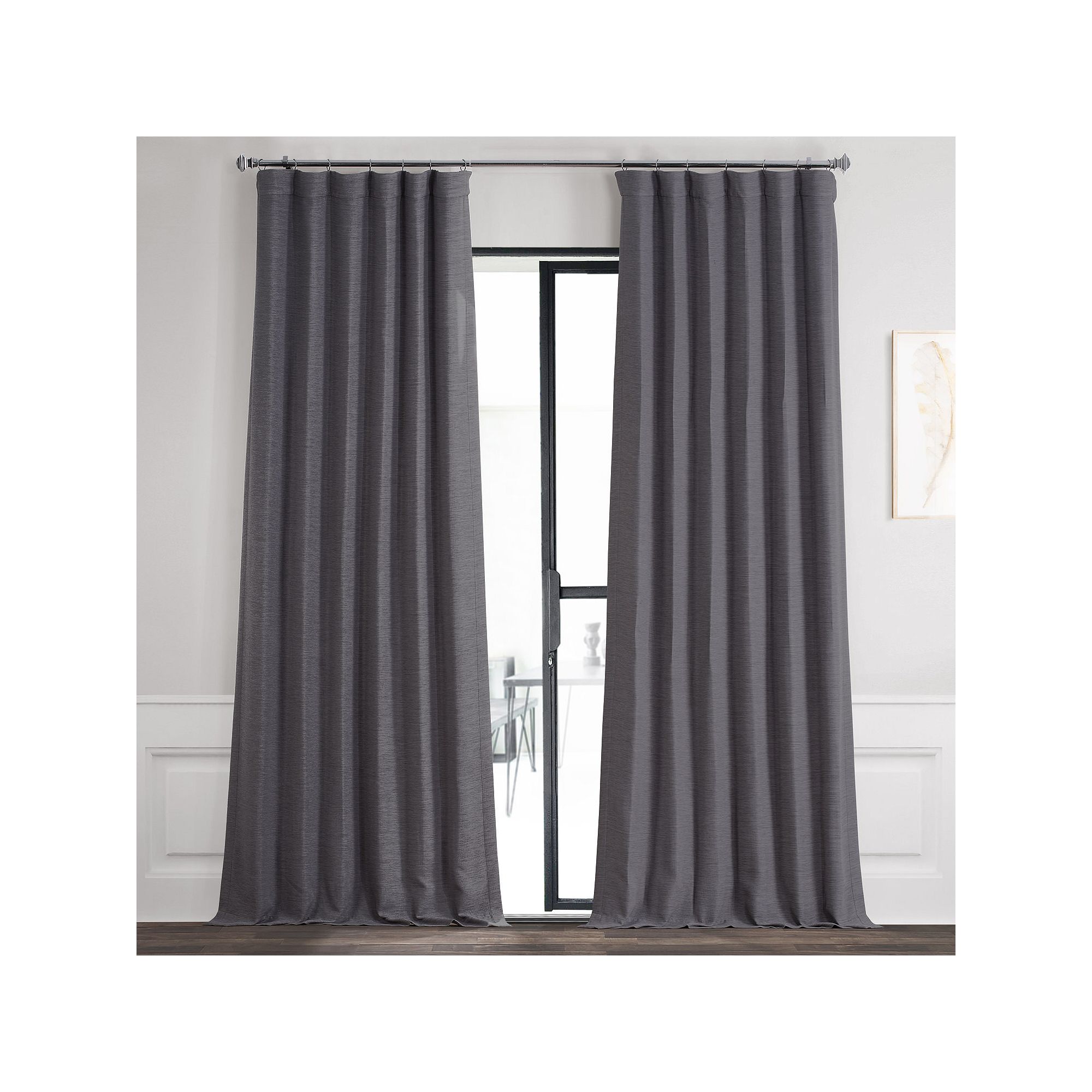 EFF Bellino Room Darkening Bedroom Window Curtain Panel, Armour Gray