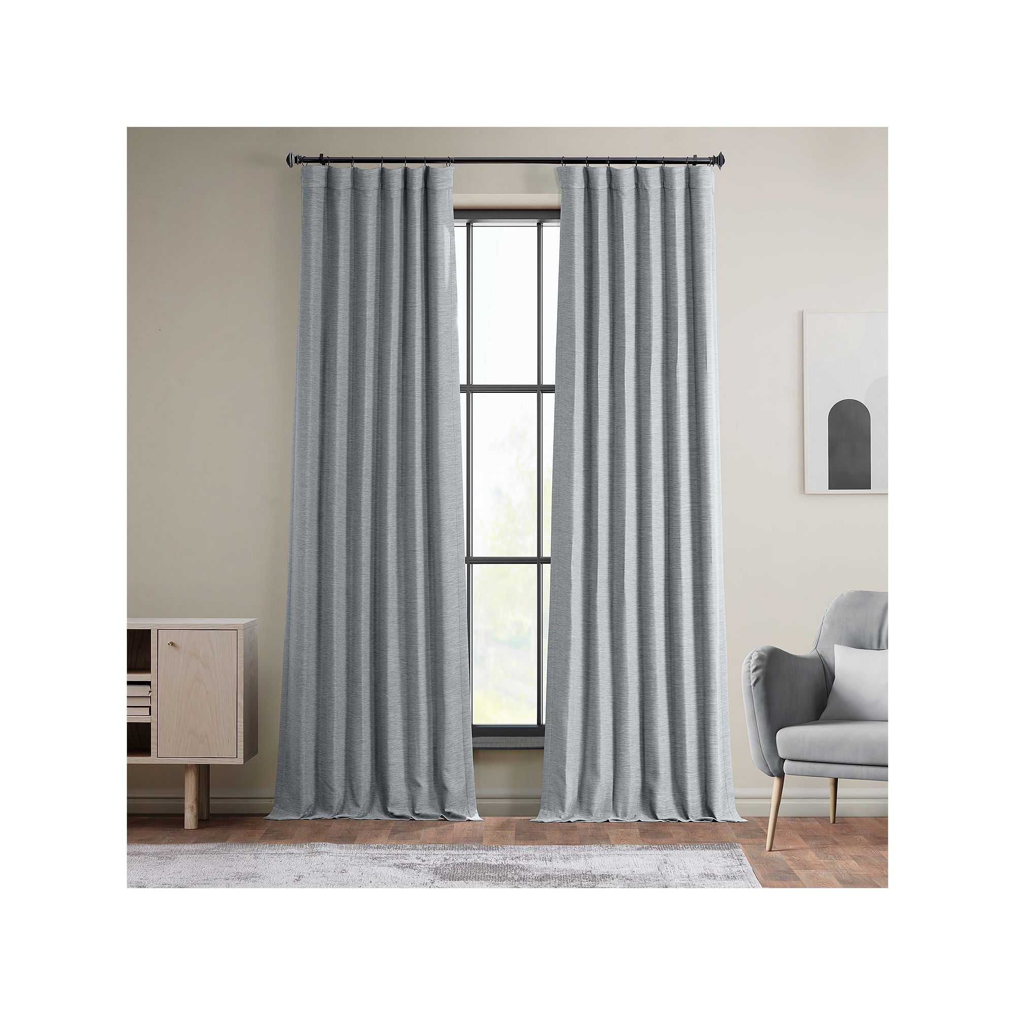 EFF Bellino Room Darkening Bedroom Window Curtain Panel, Gulf Blue