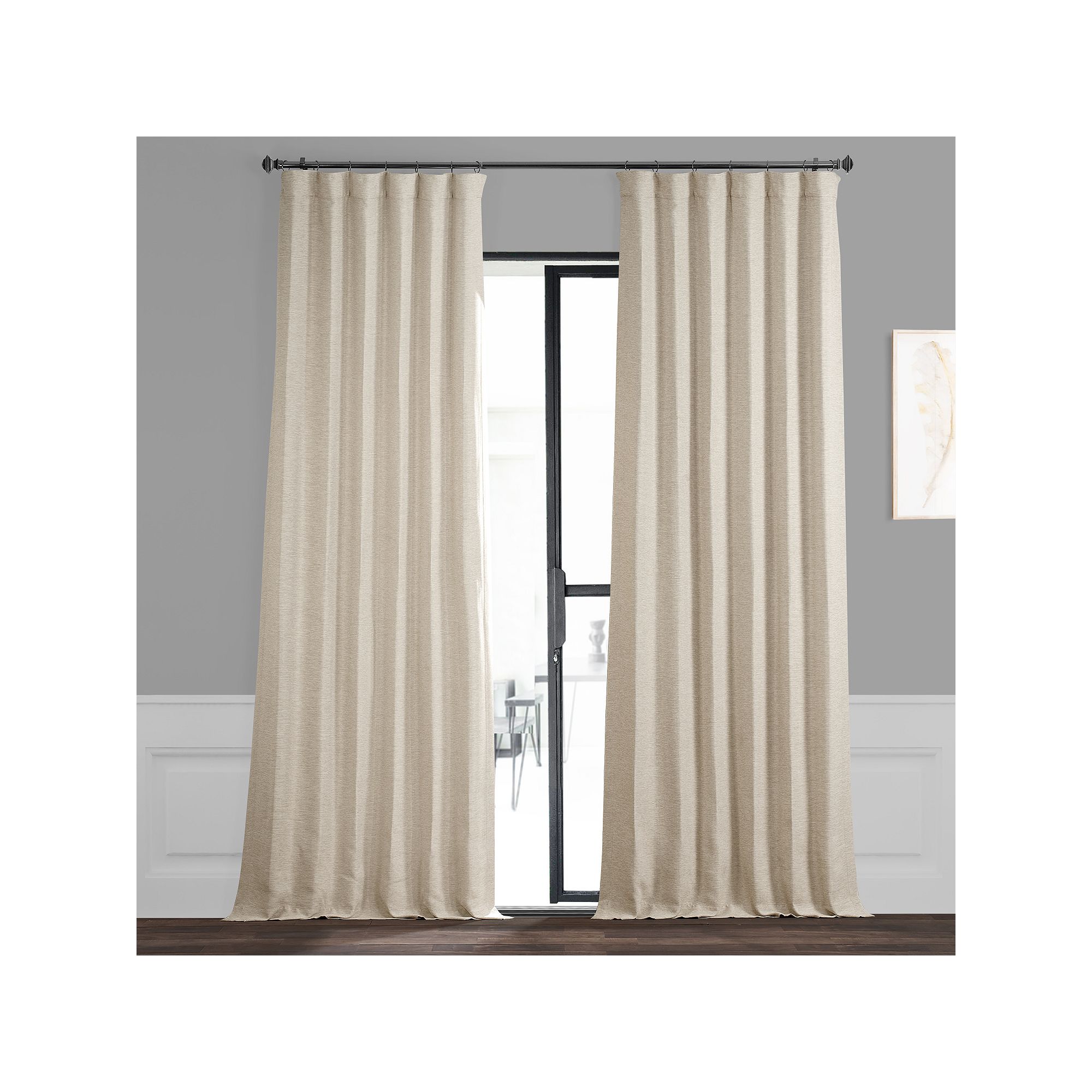 EFF Bellino Room Darkening Bedroom Window Curtain Panel, Oat Ivory