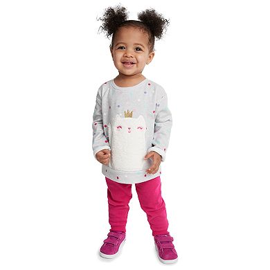 Baby Girl Jumping Beans® Softest Fleece Graphic Crewneck Sweatshirt