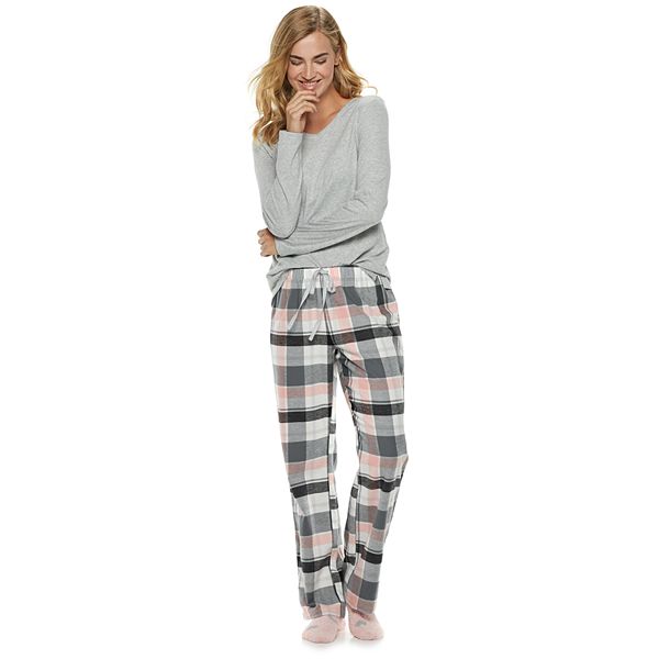 Women's Sonoma Goods For Life® 3-Piece Sleep Tee, Pants & Sock Pajama Set