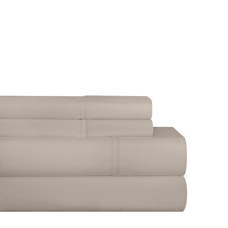 Pointehaven 200 Thread Count Percale Sheet Set, Light Grey, Twin