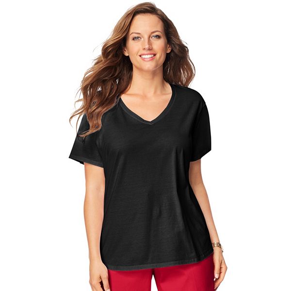 Plus Size Just My Size Solid V-Neck Tee