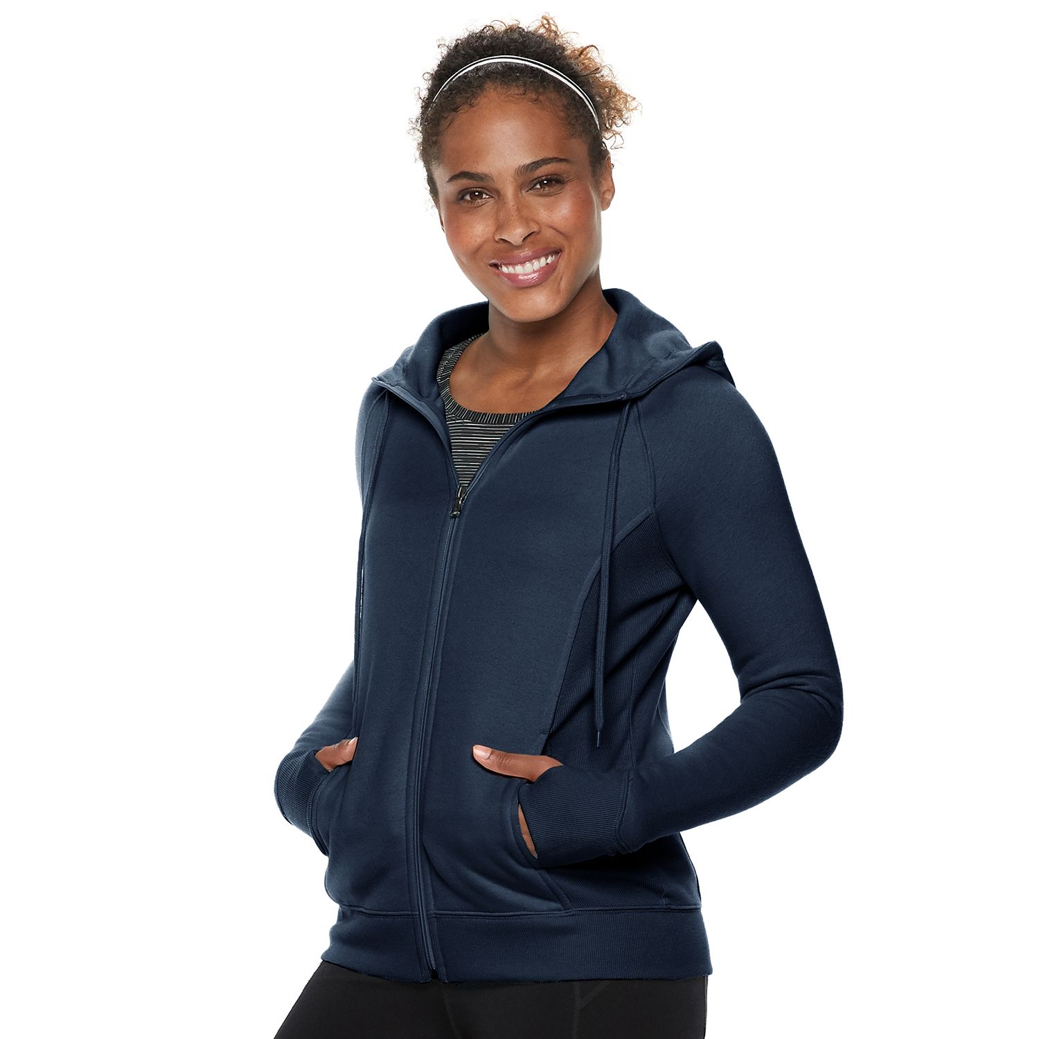 petite hooded fleece jacket