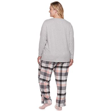 Plus Size Sonoma Goods For Life® 3-Piece Sleep Tee, Pants & Sock Pajama Set