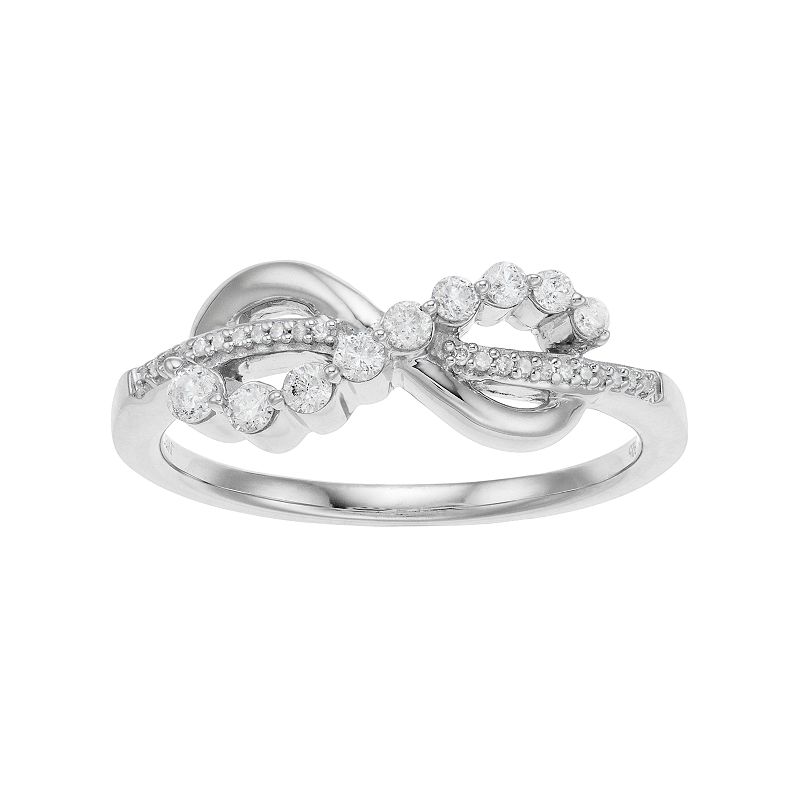 Sterling Silver 1/4 Carat T.W. Diamond Infinity Ring, Womens, Size: 6, Whi