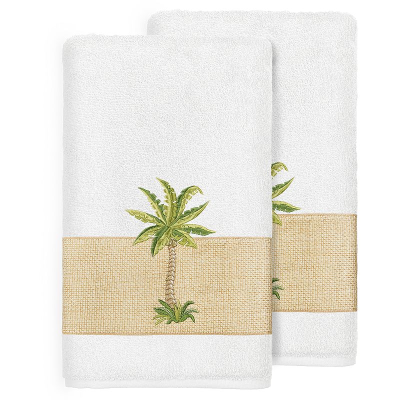 Linum Home Textiles Colton Embellished Bath Towel Set, White